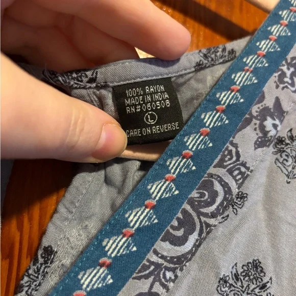 ANGIE Blue and Black Bohemian Flowy Romper Womens Size Large - Picture 7 of 9